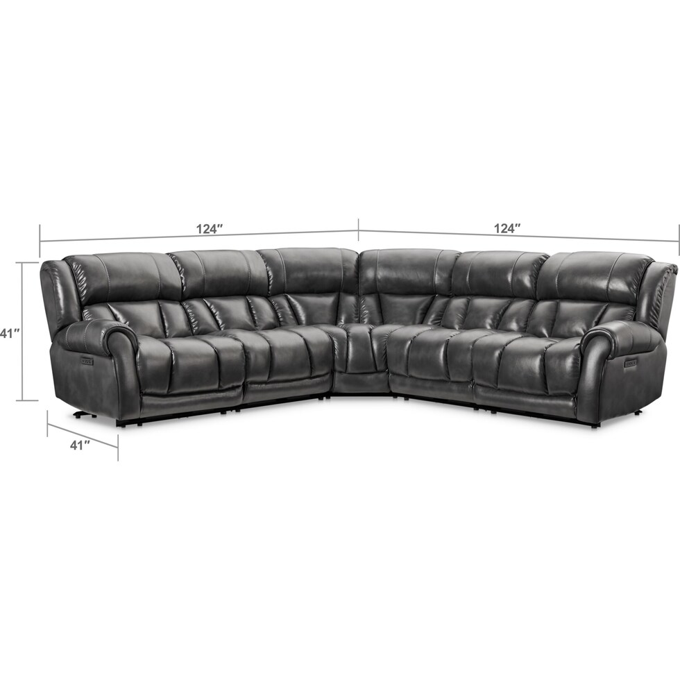 rainier dark brown  pc reclining sectional   