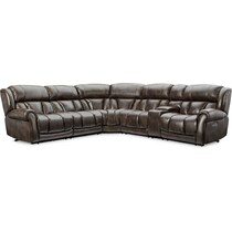 rainier dark brown  pc reclining sectional   