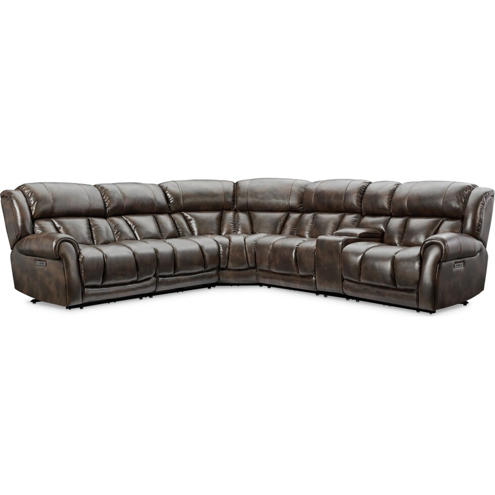 rainier dark brown  pc reclining sectional   
