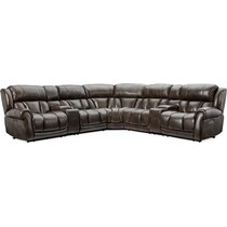 rainier dark brown  pc power reclining sectional   