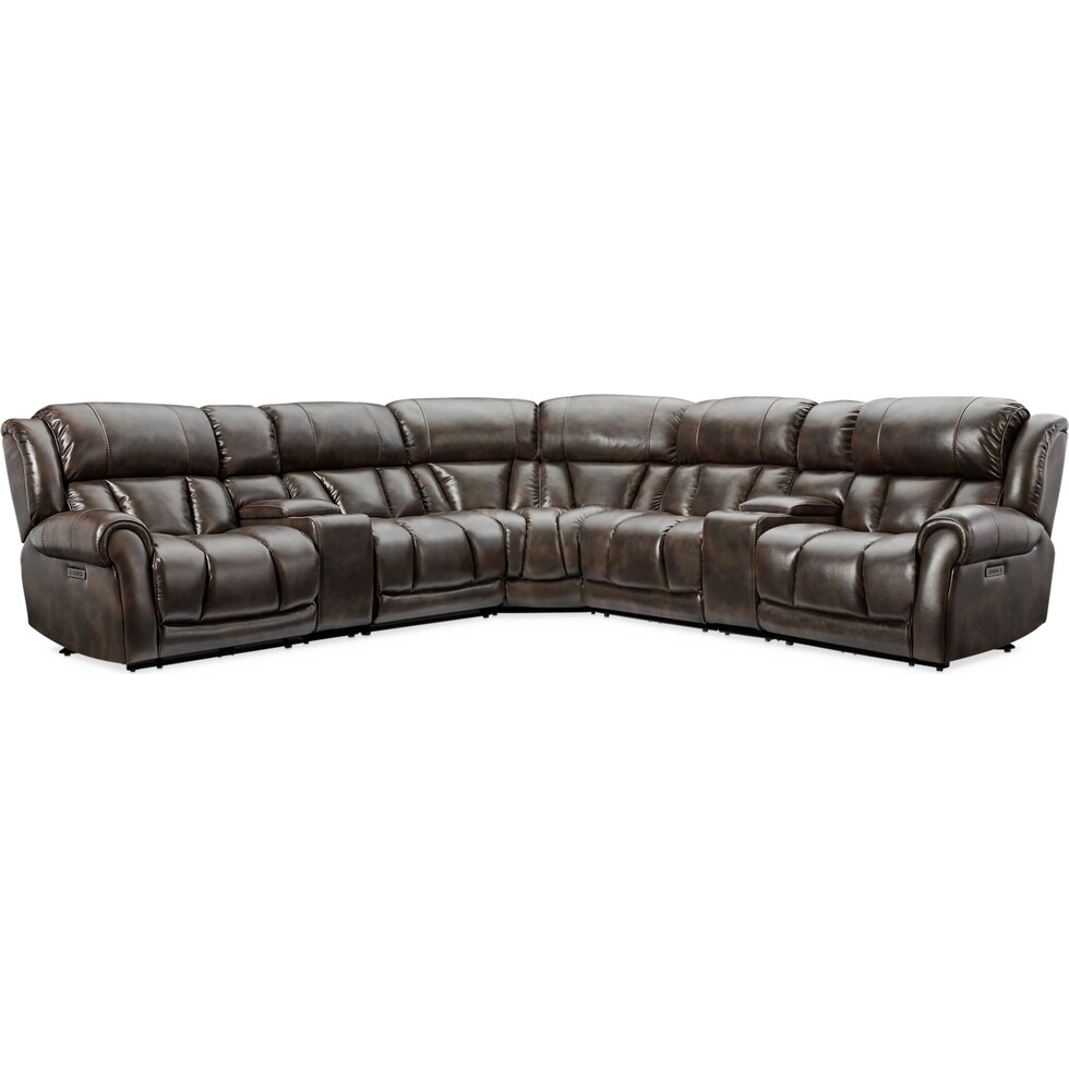 rainier dark brown  pc power reclining sectional   