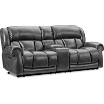 rainier gray  pc power reclining sofa   