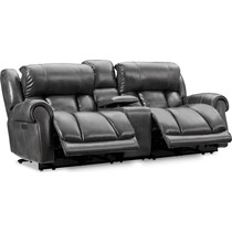 rainier gray  pc power reclining sofa   