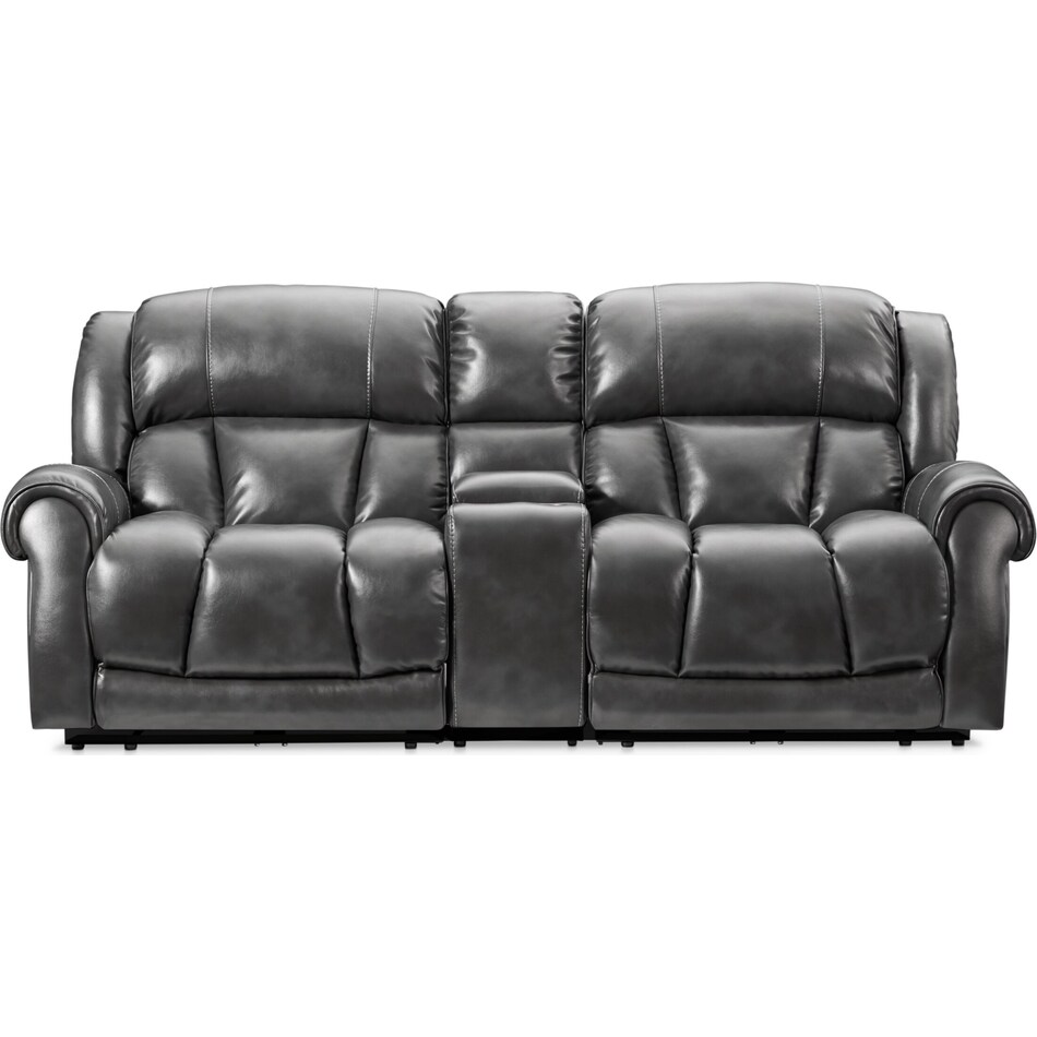 rainier gray  pc power reclining sofa   