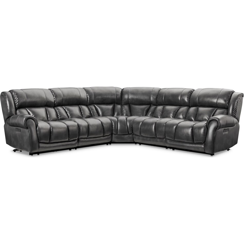 Rainier 5Piece DualPower Reclining Sectional Gray American