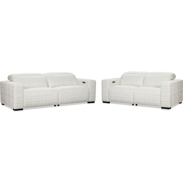 Ralston Dual-Power Reclining Sofa and Loveseat Set - White