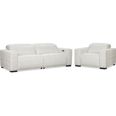 Ralston Dual-Power Reclining Sofa and Recliner Set - White