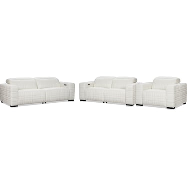 Ralston Dual-Power Reclining Sofa, Loveseat and Recliner Set - White