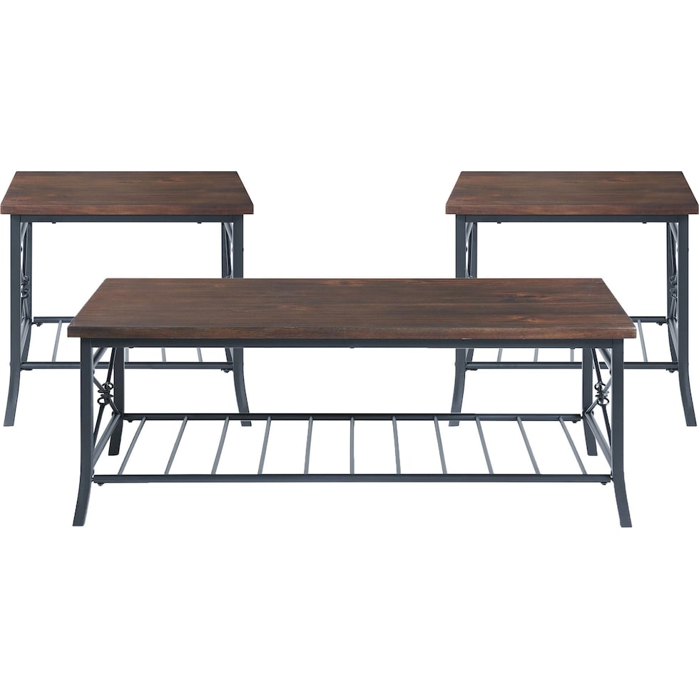 randozer dark brown  pc occasional tables   