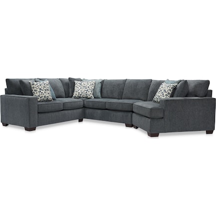 Reagan 3-Piece Sectional with Right-Facing Cuddler - Teal