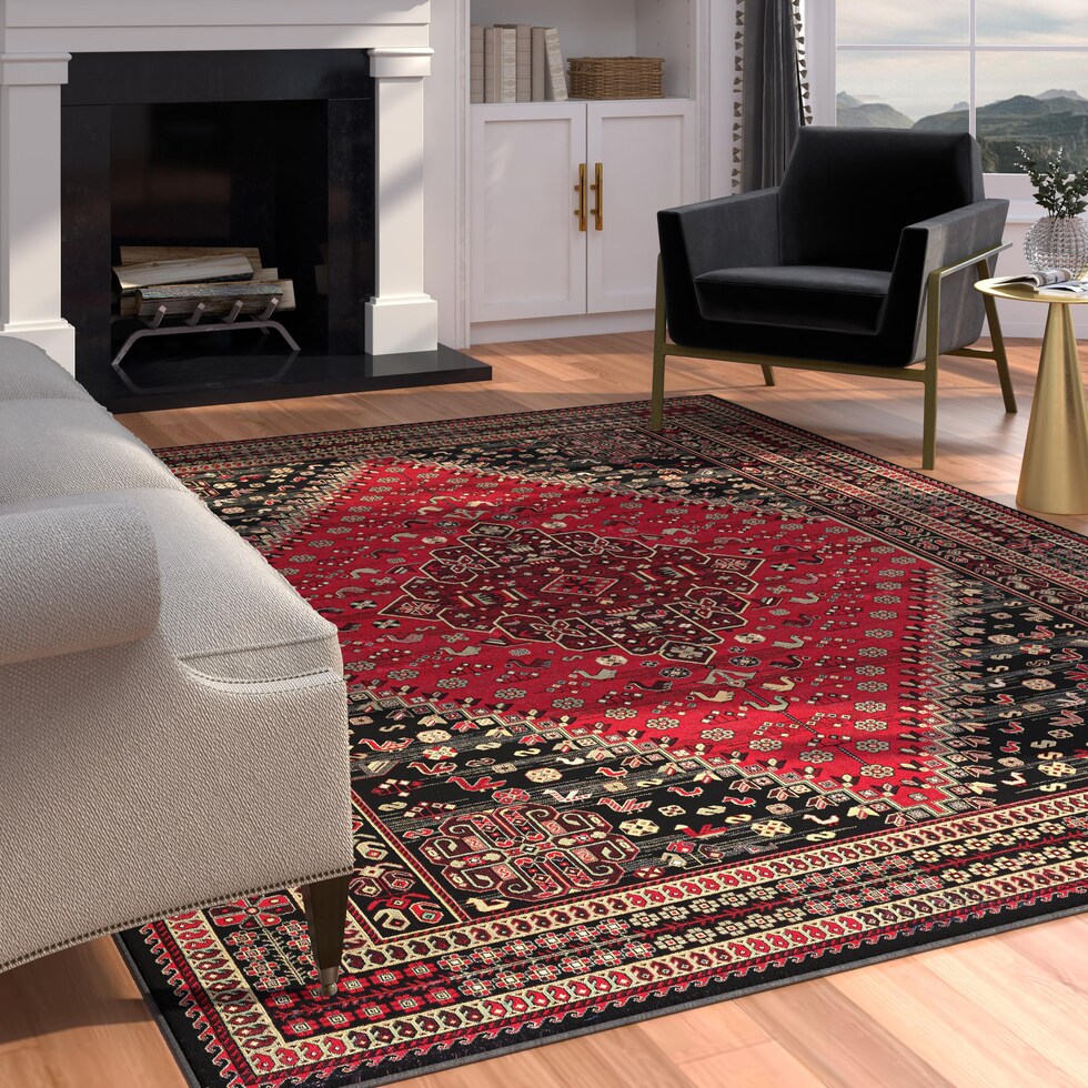 red black rug   