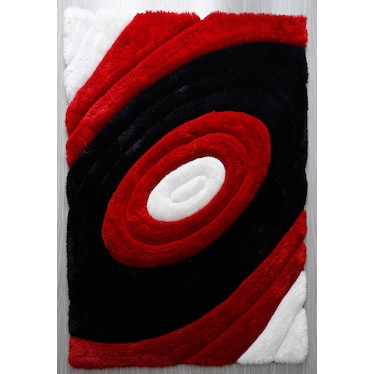 Circles 5' x 7' Area Rug - Red/White/Black