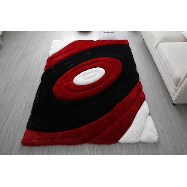 Circles 5' x 7' Area Rug - Red/White/Black