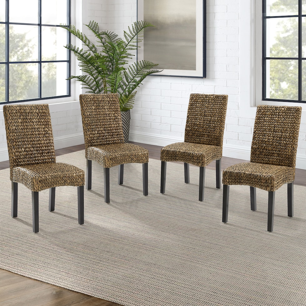 reed seagrass dark brown dining chair   