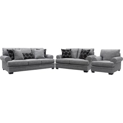 Reese Sofa, Loveseat, and Chair - Gray