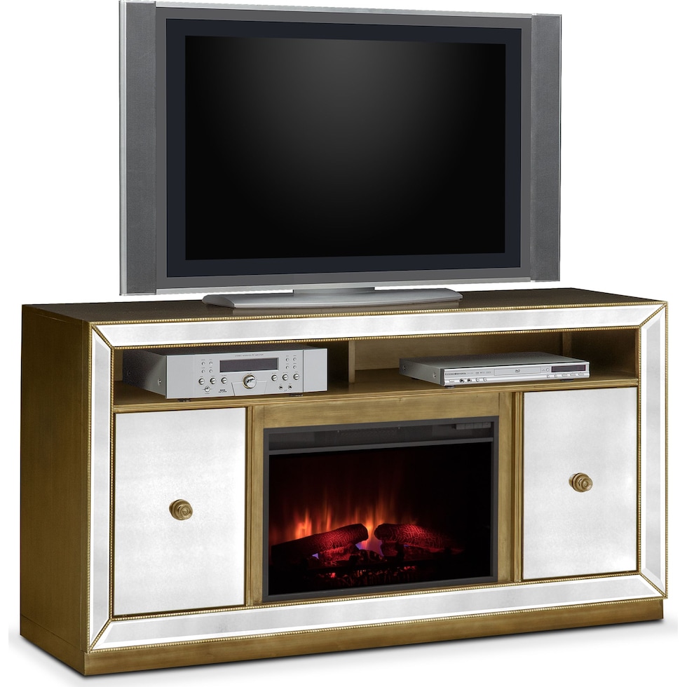 reflection entertainment mirrored fireplace tv stand   