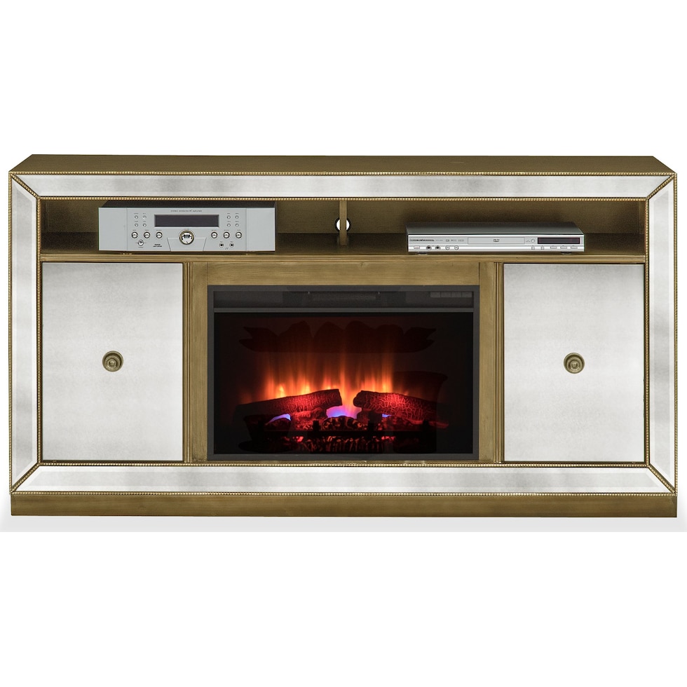 reflection entertainment mirrored fireplace tv stand   