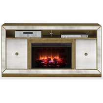 reflection entertainment silver fireplace tv stand   