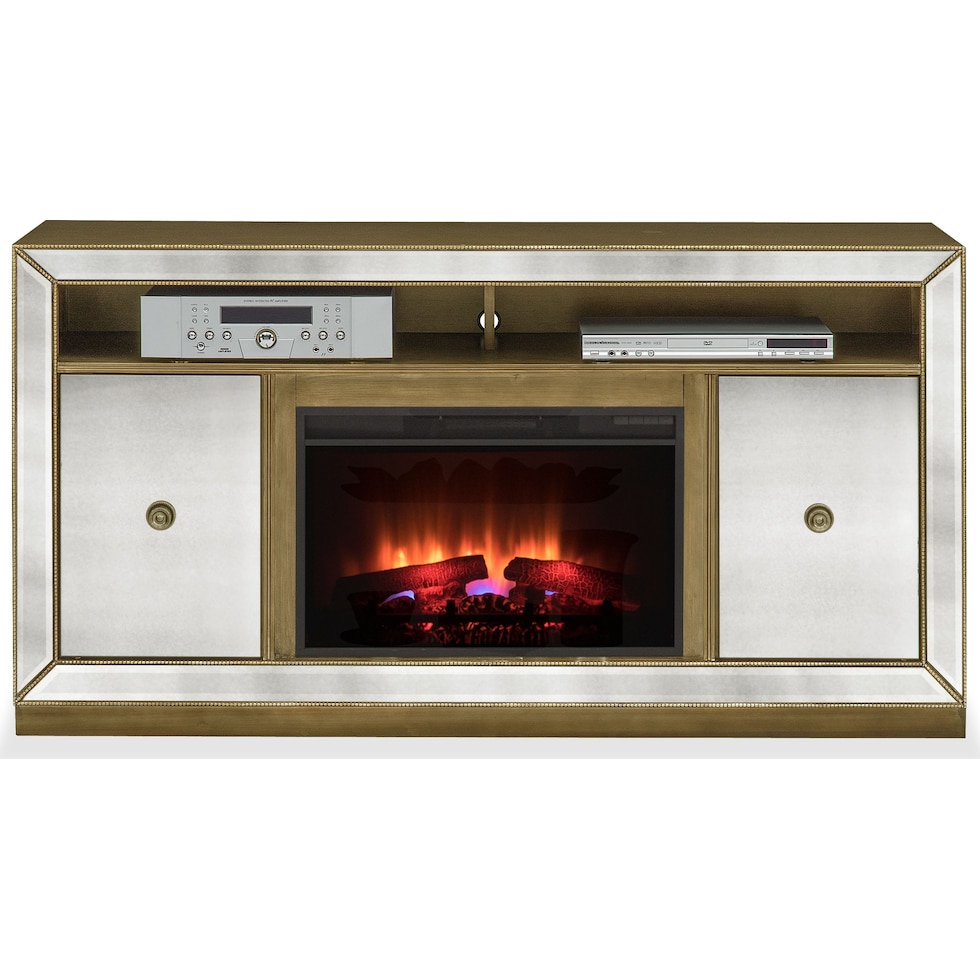 reflection entertainment silver fireplace tv stand   