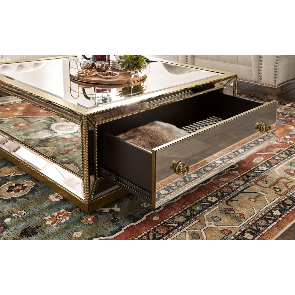reflection antiqued mirror coffee table   