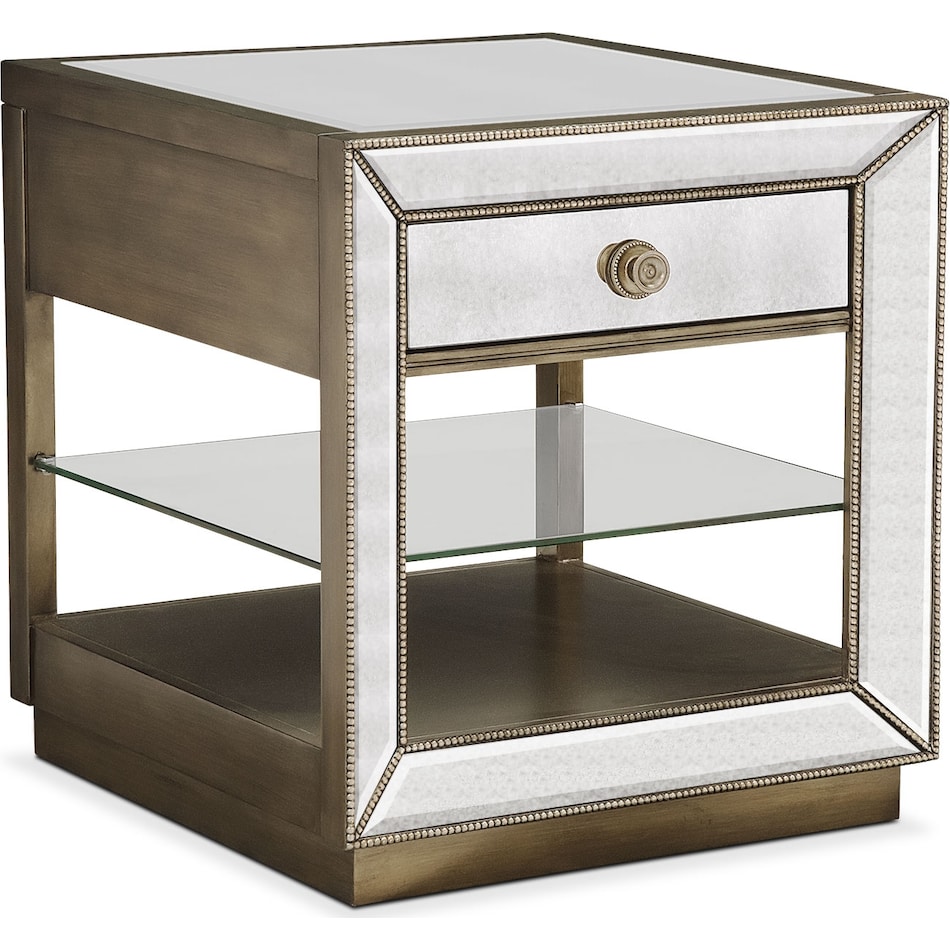 reflection antiqued mirror end table   