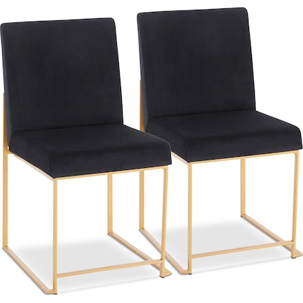 Reine Set of 2 Velvet Dining Chairs - Gold/Black