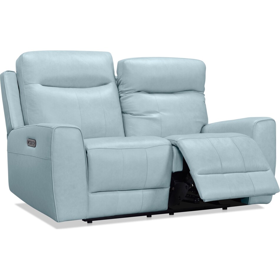 Remi DualPower Reclining Loveseat Sky Blue American Signature