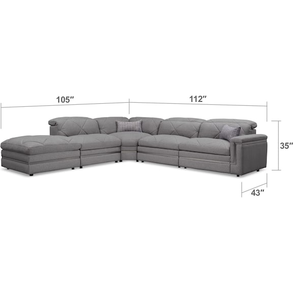 Living Room Furniture - Revel 4-Piece Dual-Power Reclining Sectional with Ottoman and 2 Reclining Seats