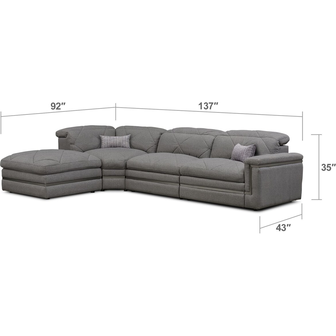 Revel 3-piece Dual-power Reclining Sectional With Ottoman And 1 