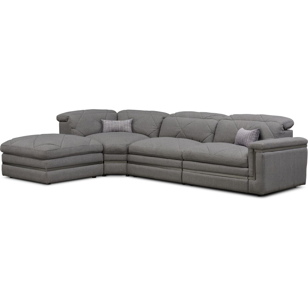 revel gray  pc power reclining sectional   