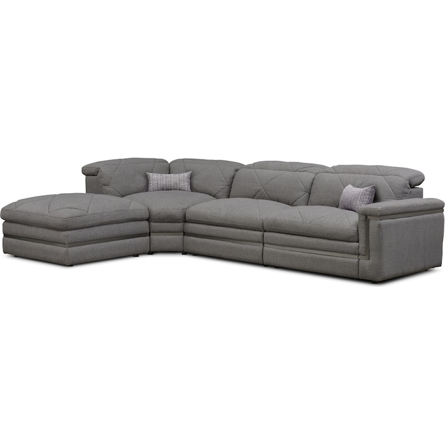 Living Room Furniture - Revel 3-Piece Dual-Power Reclining Sectional with Ottoman and 2 Reclining Seats
