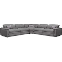 revel gray  pc power reclining sectional   