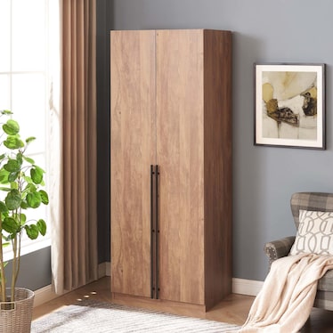 Rian Wardrobe Closet with 4 Shelves and 2 Drawers