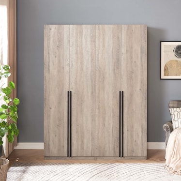 Rian Set of 2 Wardrobe Closets with 4 Shelves and 2 Drawers