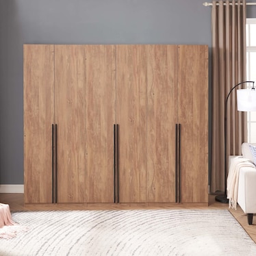 Rian Set of 3 Wardrobe Closets with 4 Shelves and 2 Drawers