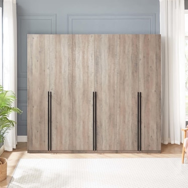 Rian Set of 3 Wardrobe Closets with 1 Hanging Rod, 3 Shoe Shelves, and 1 Basic Shelf