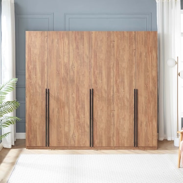 Rian Set of 3 Wardrobe Closets with 1 Hanging Rod, 3 Shoe Shelves, and 1 Basic Shelf