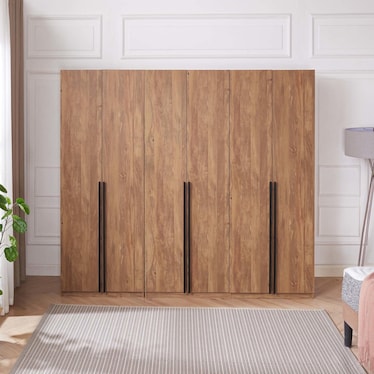 Rian Set of 3 Wardrobe Closets with 2 Hanging Rods, 4 Drawers, 3 Shoe Storage and 6 Shelves
