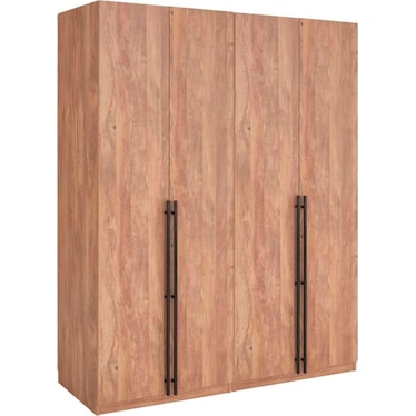Rian Set of 2 Wardrobe Closets with 2 Hanging Rods, 2 Drawers, 3 Shoe Compartments, and 2 Shelves