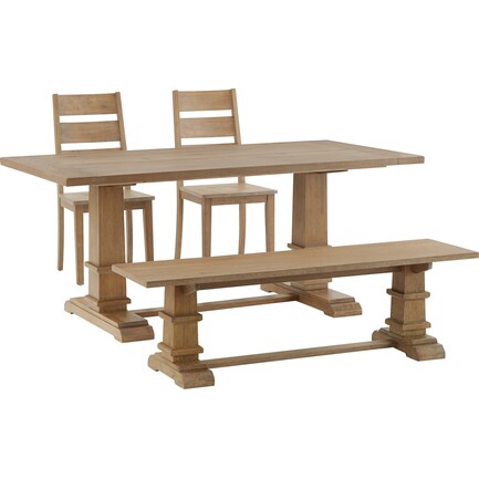 Ridgeline Dining Table, 2 Chairs and Bench