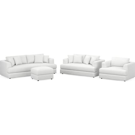 Ridley Foam Comfort Sofa, Loveseat, Chair and Ottoman - Lovie Chalk