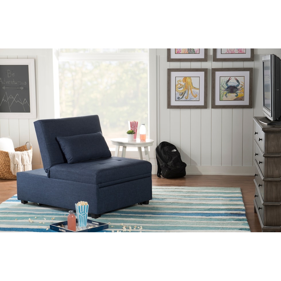 riley blue convertible chair   