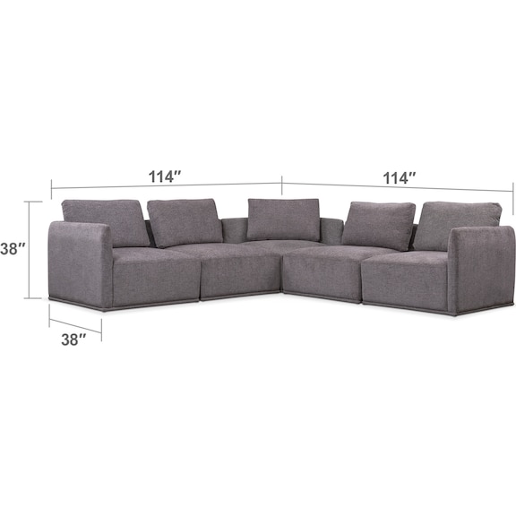 Living Room Furniture - Rio 5-Piece Sectional with 3 Corner Chairs