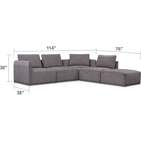Living Room Furniture - Rio 5-Piece Sectional with 2 Armless Chairs and Ottoman