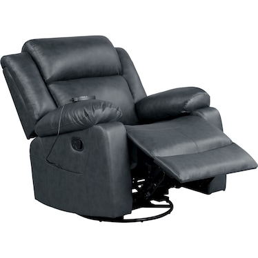 Rivera Swivel Manual Heated Massage Recliner - Gray