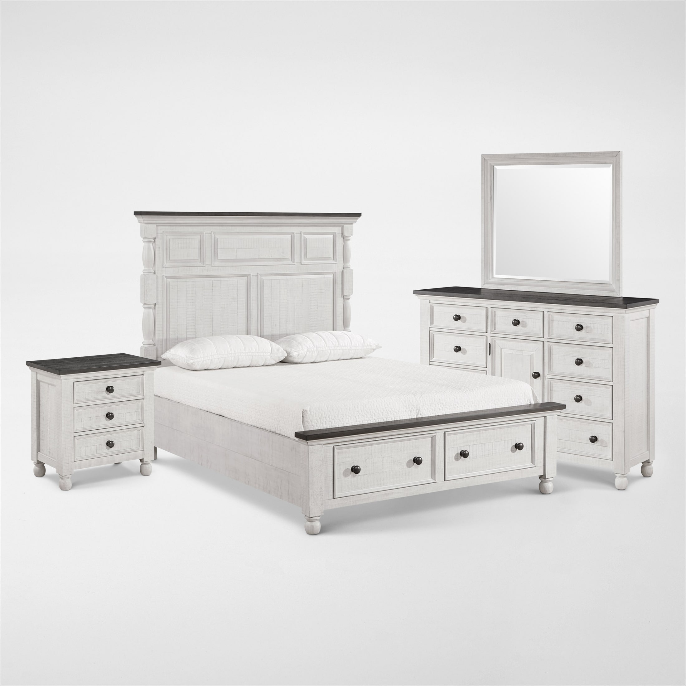 Riverview 6Piece Storage Bedroom Set with Dresser, Mirror and