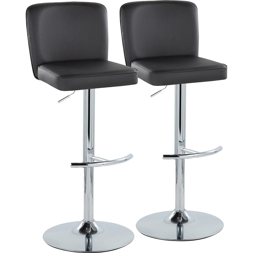 robby black vegan leather chrome bar stool   