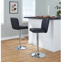 robby black vegan leather chrome bar stool   