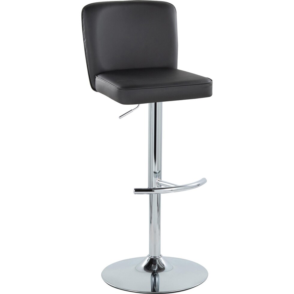 robby black vegan leather chrome bar stool   