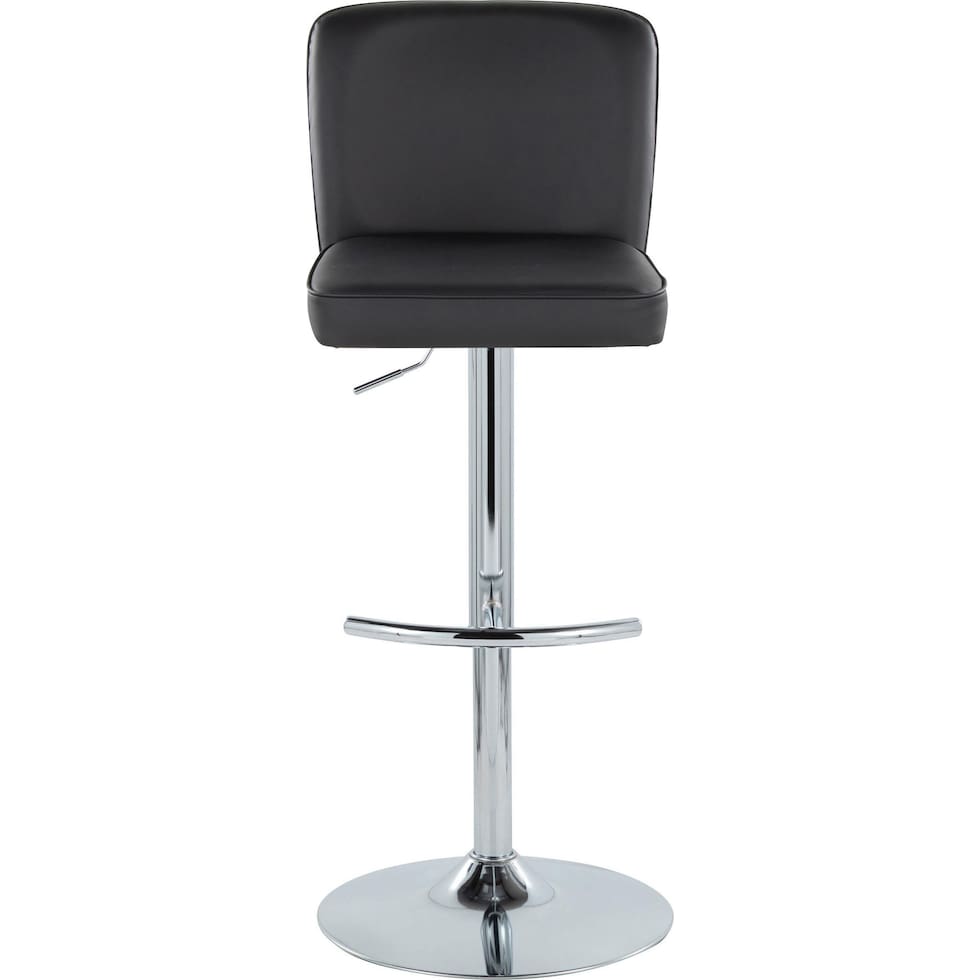 robby black vegan leather chrome bar stool   